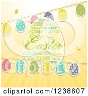 Clipart Of A Word Collage Easter Egg With Buntings Over Sunshine Royalty Free Vector Illustration