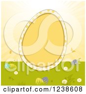 Poster, Art Print Of Easter Egg Frame On Grass With Butterflies And Sunshine