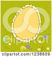 Poster, Art Print Of Easter Egg Frame On Grass With Butterflies