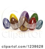 Clipart Of 3d Colorful And Chocolate Easter Eggs Royalty Free Illustration