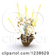 Clipart Of A 3d Bursting Chocolate Easter Egg Royalty Free Illustration