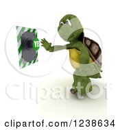 Poster, Art Print Of 3d Tortoise Reaching To Push A Yes Button