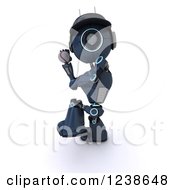 Poster, Art Print Of 3d Blue Android Robot Pitching At A Baseball Game