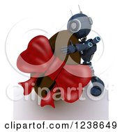 Clipart Of A 3d Blue Android Robot Hugging A Chocolate Easter Egg Royalty Free Illustration