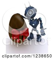 Poster, Art Print Of 3d Blue Android Robot By A Chocolate Easter Egg