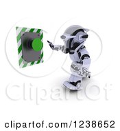 Poster, Art Print Of 3d Robot About To Push A Green Button