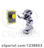 Poster, Art Print Of 3d Robot About To Push A Yellow Button