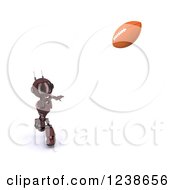 Clipart Of A 3d Red Android Robot Playing American Football 5 Royalty Free CGI Illustration