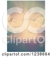 Clipart Of A Background Of Sunrays Clouds And Flares Royalty Free Illustration by KJ Pargeter