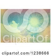 Clipart Of A Crumple Texture Background Of Sunshine And Clouds Royalty Free Illustration