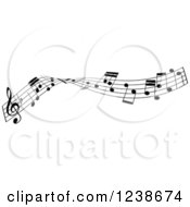 Clipart Of A Black And White Music Note Wave Border Design Element Royalty Free Vector Illustration by KJ Pargeter