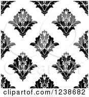 Poster, Art Print Of Seamless Black And White Damask Background Pattern 21