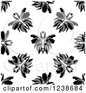 Clipart Of A Seamless Black And White Damask Background Pattern 18 Royalty Free Vector Illustration