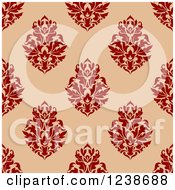 Poster, Art Print Of Seamless Red And Tan Damask Background Pattern 5