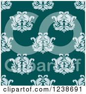 Clipart Of A Seamless Blue And Teal Damask Background Pattern Royalty Free Vector Illustration