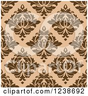Clipart Of A Seamless Brown And Tan Damask Background Pattern Royalty Free Vector Illustration