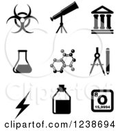Clipart Of Black And White Science Icons Royalty Free Vector Illustration by Vector Tradition SM