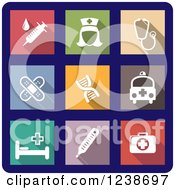 Colorful Square Medical Icons On Blue