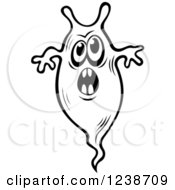 Clipart Of A Scared Black And White Amoeba Royalty Free Vector Illustration