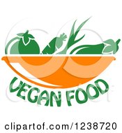Clipart Of Green Produce In An Orange Bowl With Vegan Food Text Royalty Free Vector Illustration