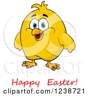 Poster, Art Print Of Chubby Yellow Chick And Happy Easter Text 2