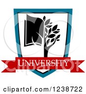 Clipart Of A Book Tree In A University Shield Royalty Free Vector Illustration