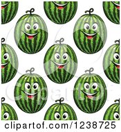 Clipart Of A Seamless Background Pattern Of Happy Watermelons Royalty Free Vector Illustration