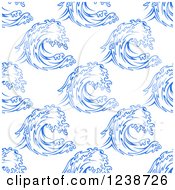 Poster, Art Print Of Seamless Background Pattern Of Blue Ocean Surf Waves 5