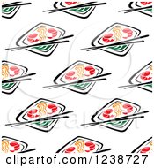 Poster, Art Print Of Seamless Background Pattern Of Sushi And Chopsticks