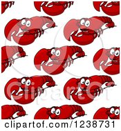 Poster, Art Print Of Seamless Background Pattern Of Happy Red Lobsters