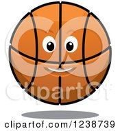 Clipart Of A Happy Floating Basketball Royalty Free Vector Illustration