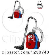 Clipart Of A Happy Red And Blue Canister Vacuum Royalty Free Vector Illustration by Vector Tradition SM