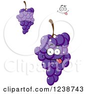 Clipart Of A Happy Purple Grapes Character Royalty Free Vector Illustration