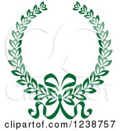 Clipart Of A Vintage Green Coat Of Arms Wreath With Ribbons Royalty Free Vector Illustration