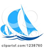 Clipart Of Regatta Sailboats In Blue 2 Royalty Free Vector Illustration