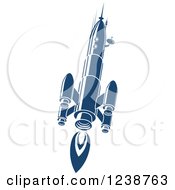 Clipart Of A Retro Blue Space Rocket 10 Royalty Free Vector Illustration