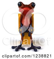 3d Red Springer Frog Sitting On A Toilet