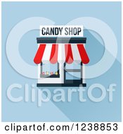 Candy Shop Building With An Awning On Blue