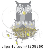 Poster, Art Print Of Owl With Chicks In A Nest