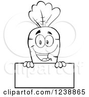 Poster, Art Print Of Blakc And White Happy Carrot Over A Blank Sign