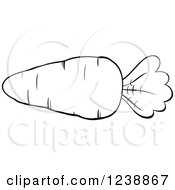 Clipart Of A Black And White Plump Carrot Royalty Free Vector Illustration