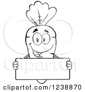 Poster, Art Print Of Black And White Happy Carrot Holding A Blank Sign