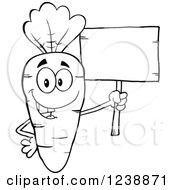 Poster, Art Print Of Black And White Happy Carrot Holding A Blank Wooden Sign
