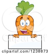 Happy Orange Carrot Over A Blank Sign