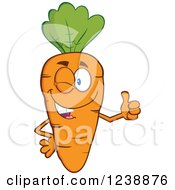 Clipart Of A Happy Orange Carrot Winking And Giving A Thumb Up Royalty Free Vector Illustration