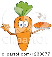 Clipart Of A Happy Orange Carrot Holding A Pie Royalty Free Vector Illustration