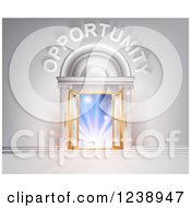 Clipart Of OPPORTUNITY Over Open Doors With Light Royalty Free Vector Illustration