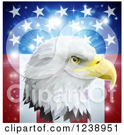 Poster, Art Print Of Bald Eagle Head Over An American Burst With Stars And Stripes