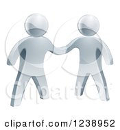 Clipart Of 3d Silver Men Shaking Hands On An Agreement Royalty Free Vector Illustration