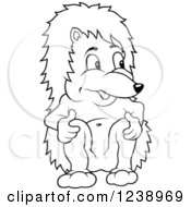 Poster, Art Print Of Black And White Hedgehog Sitting And Touching His Knees